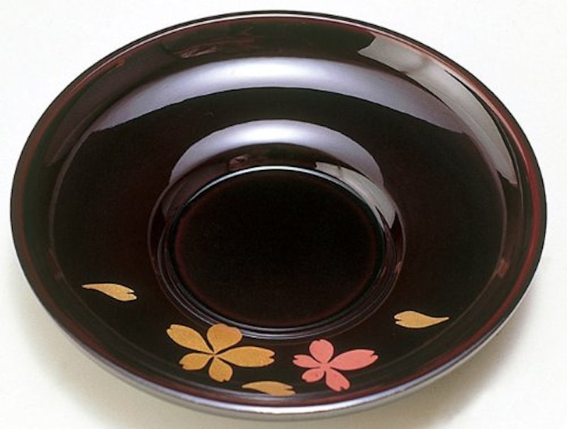 溜 ダルマ茶托 桜 2