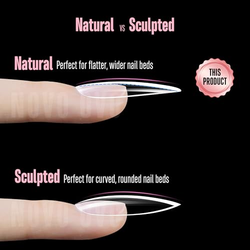 Long Almond Nail Tips NATURAL Not SCULPTED for Flat Nail Beds 4