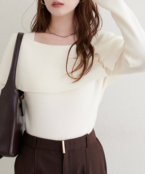 natural couture オフショルデザインニット 5