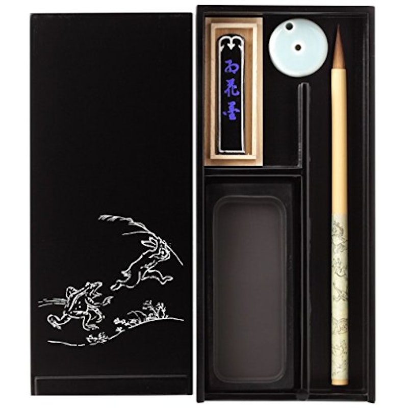大人の書道セット 越前塗 黒(小)鳥獣戯画 1
