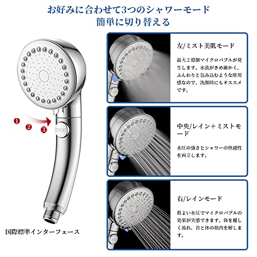 Noend濃密泡シャワーヘッド増圧版 76億ナノバブル×99%塩素除去｜Noend濃密泡シャワーヘッド増圧版