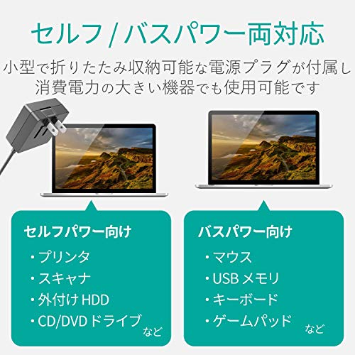 機能主義USBハブコンパクト ACアダプタ付 5