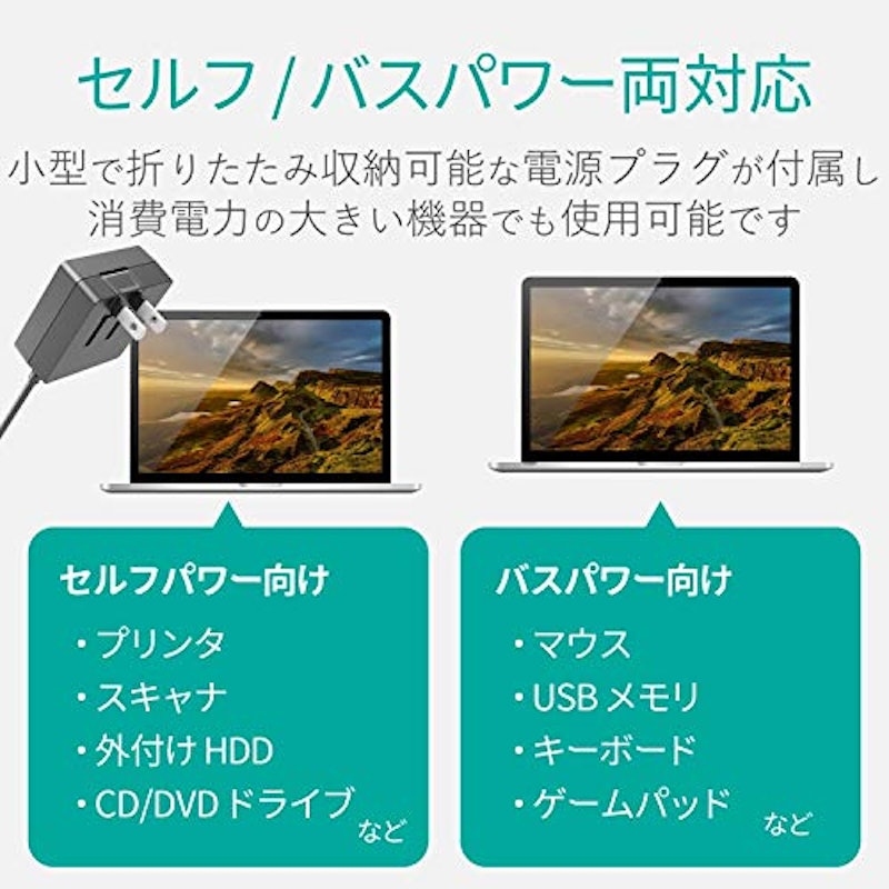 機能主義USBハブコンパクト ACアダプタ付 5