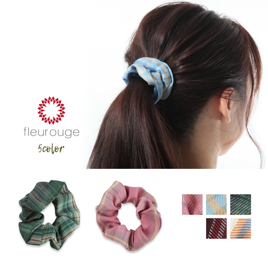 fleurouge チェックシュシュ 5個セット 2