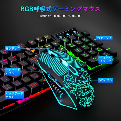 ゲーミングキーボードマウスセット 3