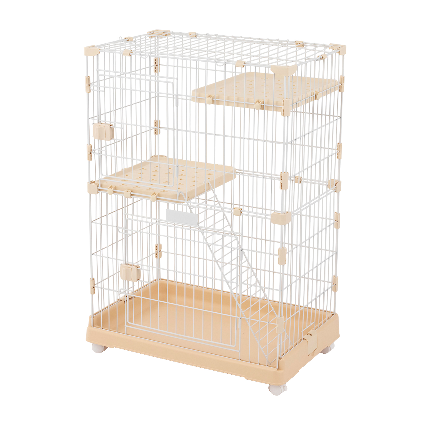 キャットケージ　キャットゲージ　3段　クリームイエロー　猫用品　多機能　ケージ キャットケージ キャットゲージ 大型 クリームイエロー ペットケージ