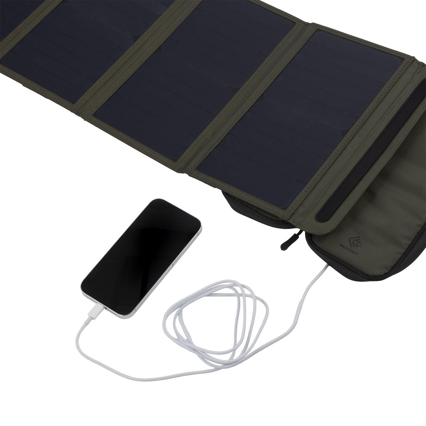 エレコム ソーラー充電器 NESTOUT SOLAR-1 【4枚パネル】 28W オリーブ