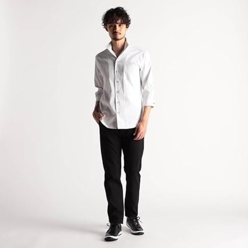 NICOLE CLUB FOR MEN リバーシブルドビー 7分袖スタンドカラーシャツ 3