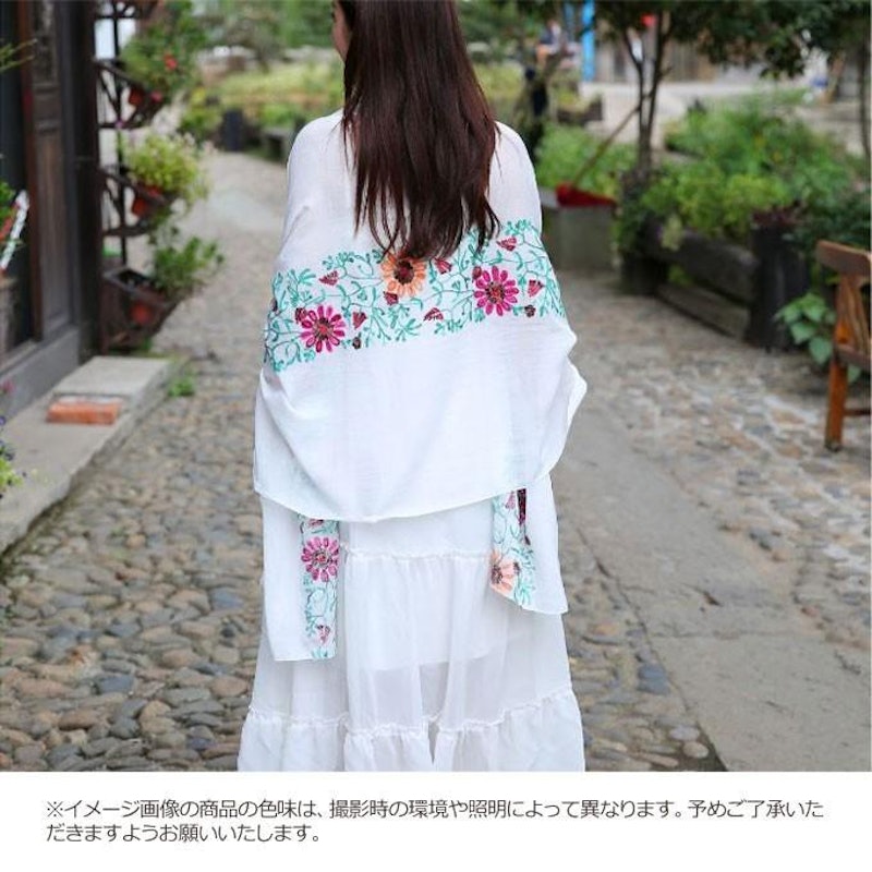花刺繍民族調大判ストール 5