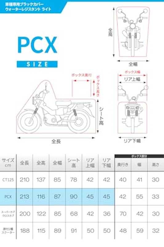 ブラックカバー ウォーターレジスタント ライト PCX専用 7