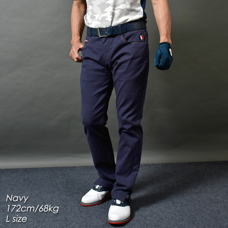  トリコロールライン入り脚長ゴルフパンツ 3