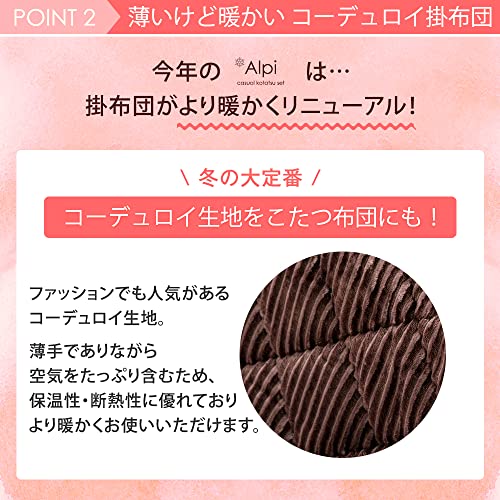 色: ピンク】タンスのゲン こたつ布団 2点セット 長方形 洗える 中綿