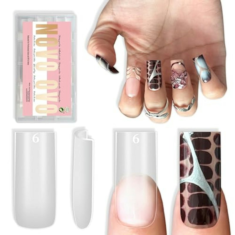 Medium Sharp Square Clear Nail Tips 1