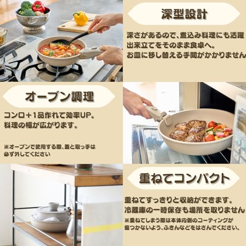 取っ手が外せるフライパン・鍋5点セット 4