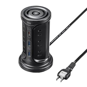 サンワサプライ USB充電機能付きタワー型タップ TAP-B112C1A2BKを検証レビュー!電源タップ・延長コードの選び方も紹介 1