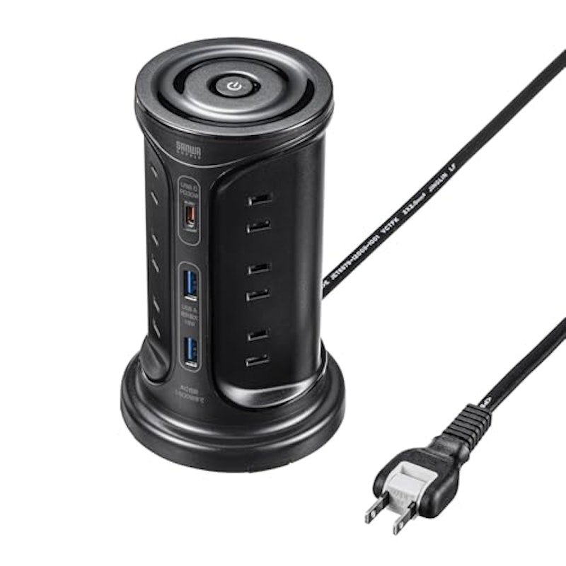 USB充電機能付きタワー型タップ 1