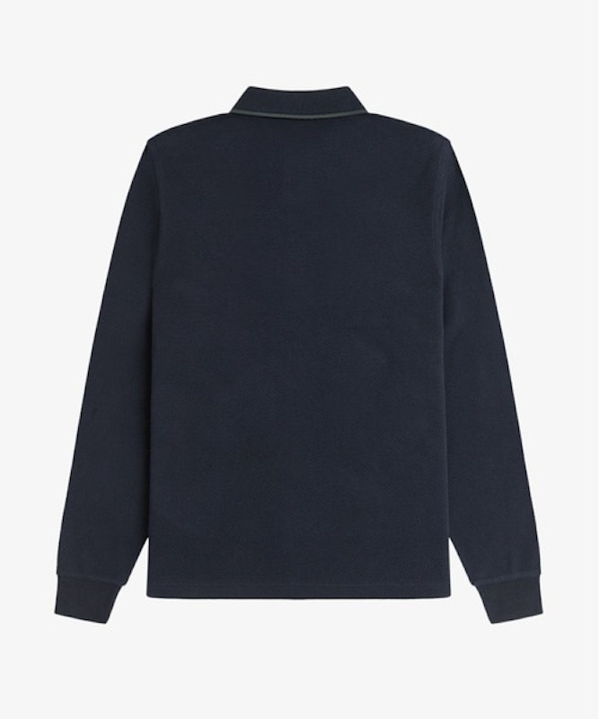 Textured Long Sleeve Polo Shirt/テクスチャー長袖ポロシャツ メンズ レディース ロゴ ワンポイント 長袖 ネイビー 6