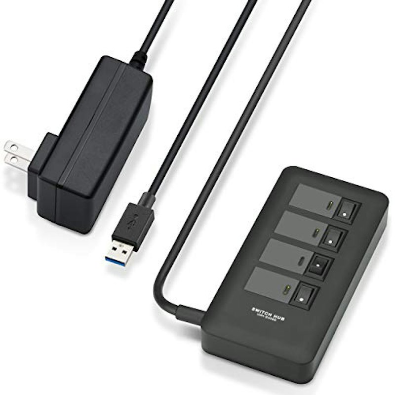 個別スイッチ付き4ポートUSBハブ 1