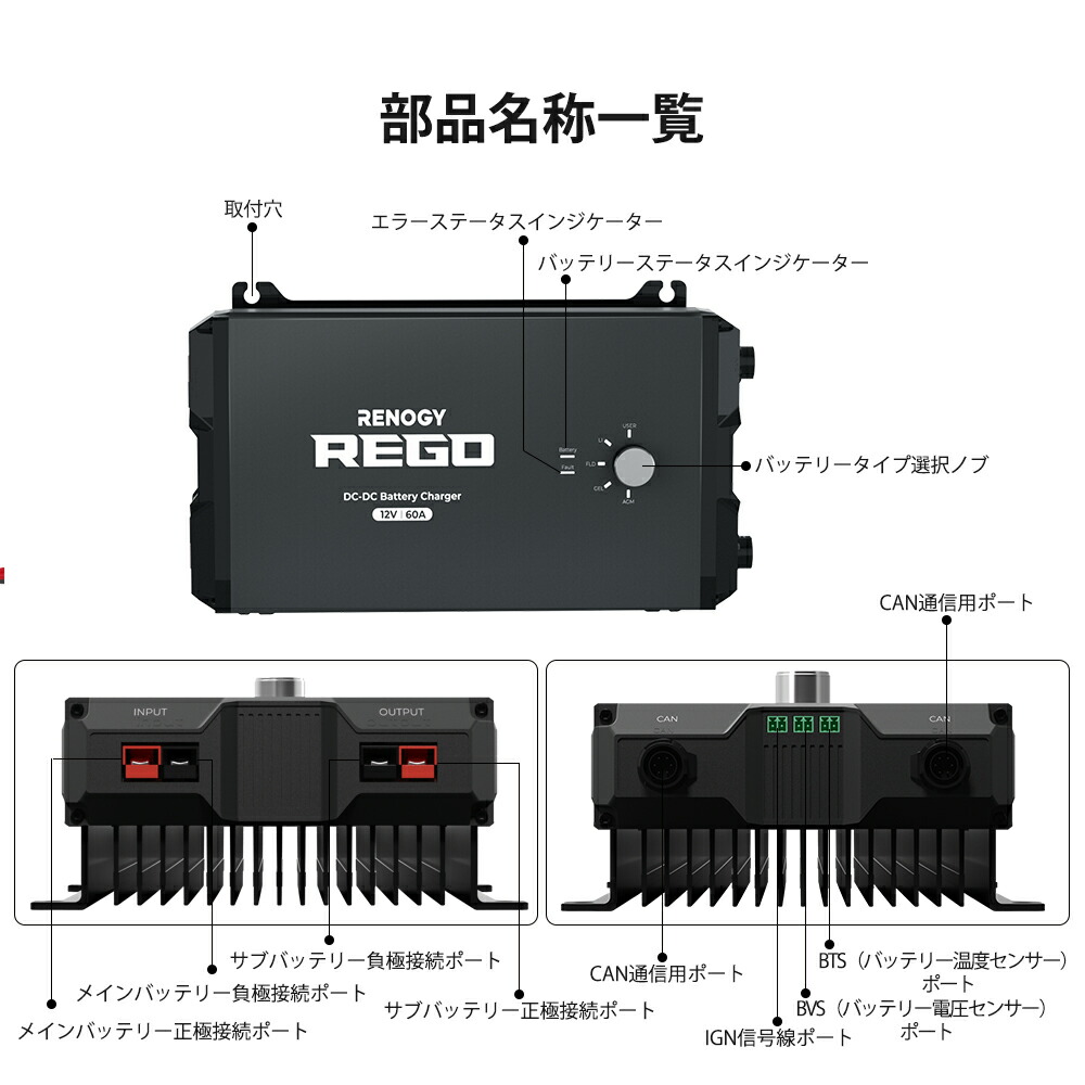 REGOシリーズ 走行充電器 12V 60A 8