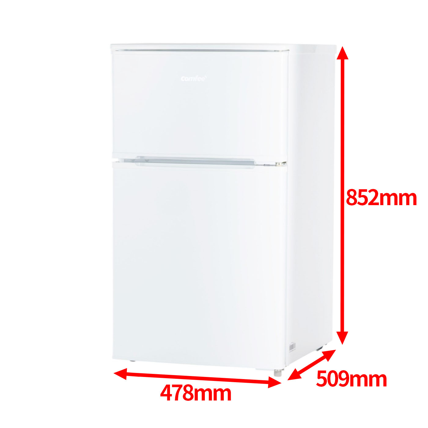 COMFEE' 冷蔵庫 90L 2ドア 右開き ホワイト RCT90WH/E 小型 2ドア 冷蔵庫