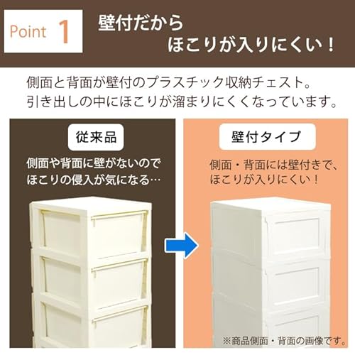 壁付収納チェスト ワイド 3段 3