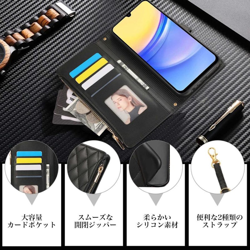 手帳型キルティングスマホケース 2