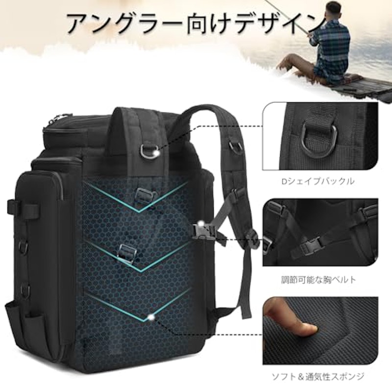 ロッドホルダー付き釣りバックパック 3