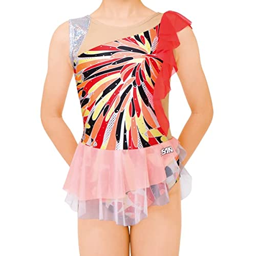 SASAKI 青色フリル付きレオタード S SASAKI 新体操 競技用レオタード