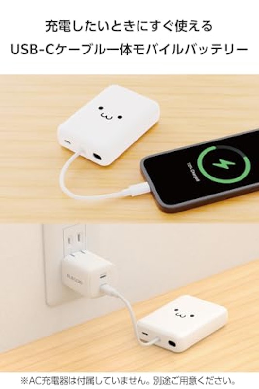 USB Type-C ケーブル一体モバイルバッテリー 2