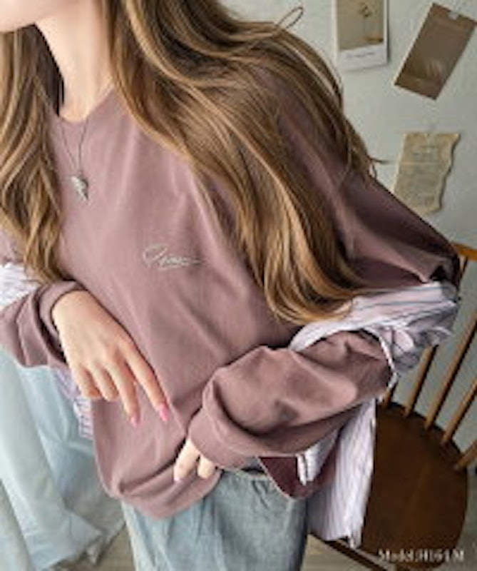 ワンポイント胸刺繍シンプルロンTee 7