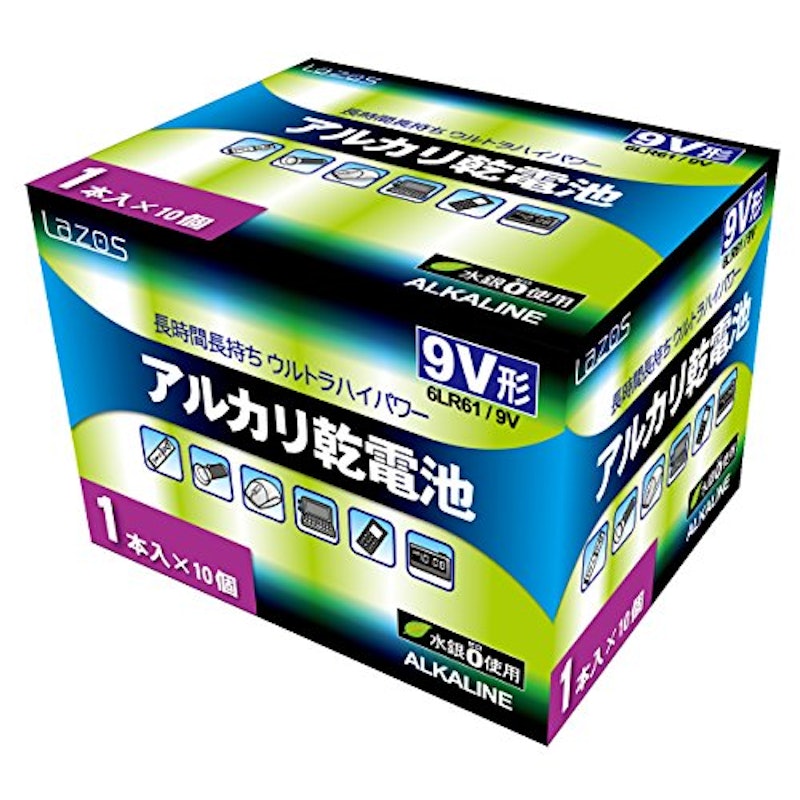 Lazos 9Vアルカリ乾電池 3