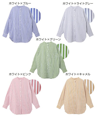 バンドカラーストライプシャツ 2