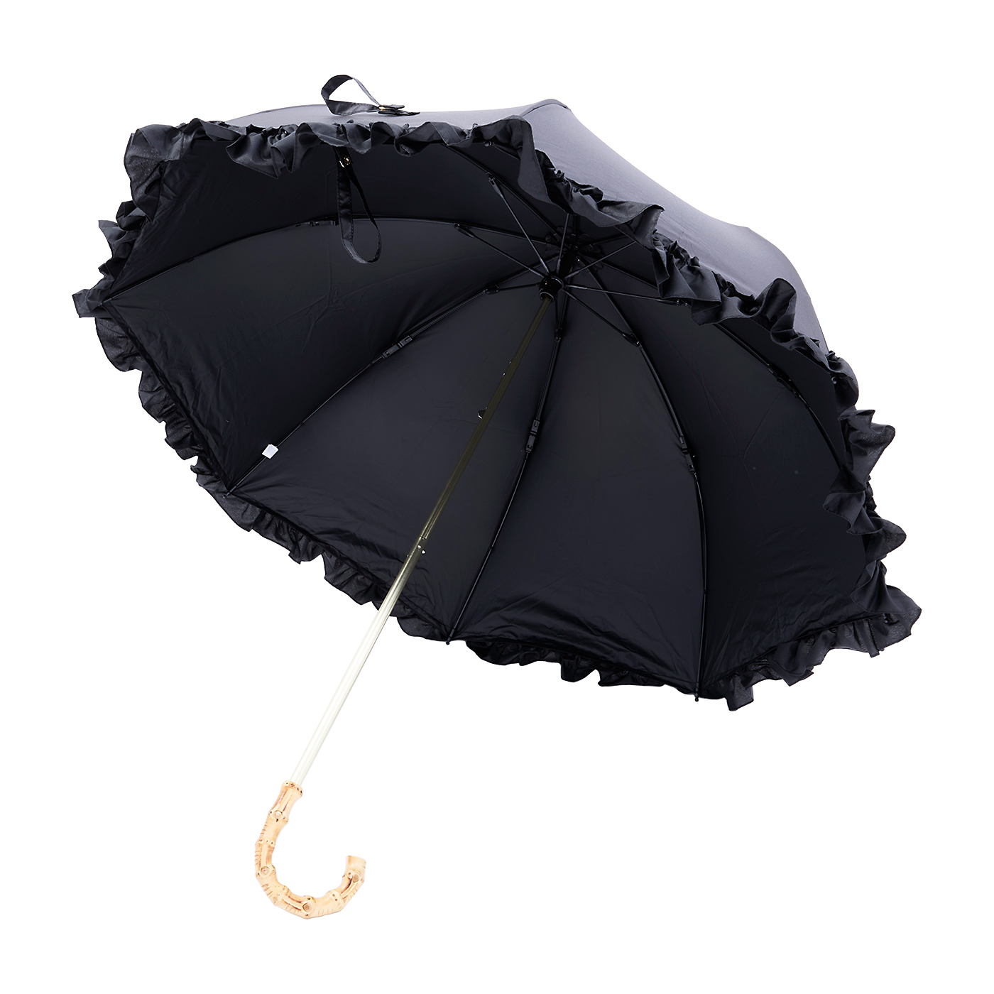 フリル付き黒折りたたみ日傘 Amazon | [メゾン ド フルール] 傘 日傘 遮光&UV CUT フリル