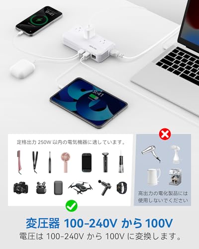 海外旅行用変圧器 変換プラグ付き 3