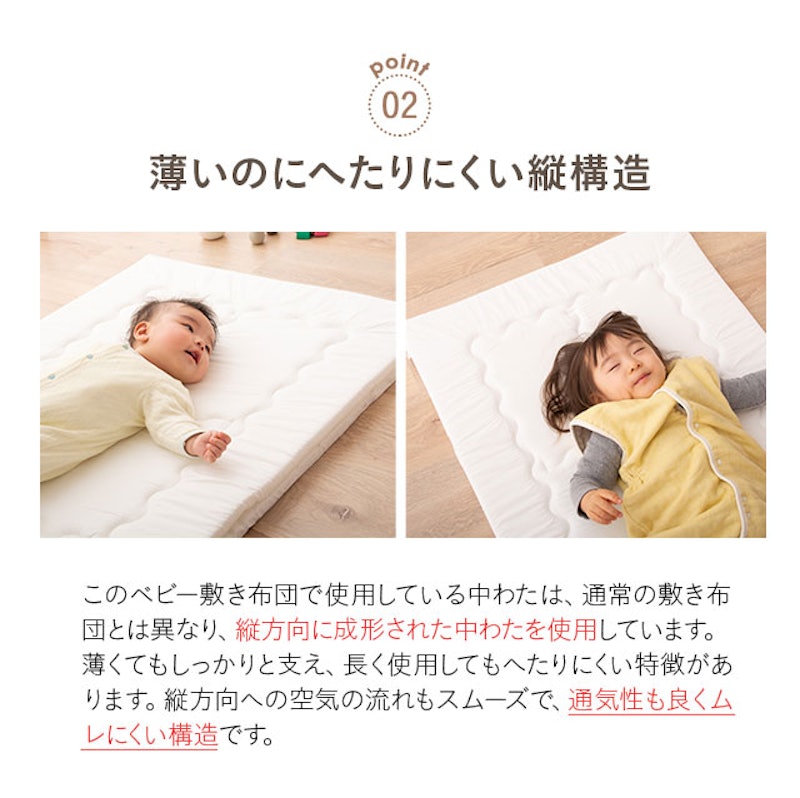 洗濯機で丸ごと洗えるベビー敷きふとん「リン」 3