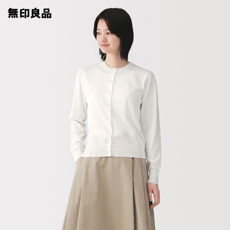 UVカット強撚コットンクルーネックカーディガン 1