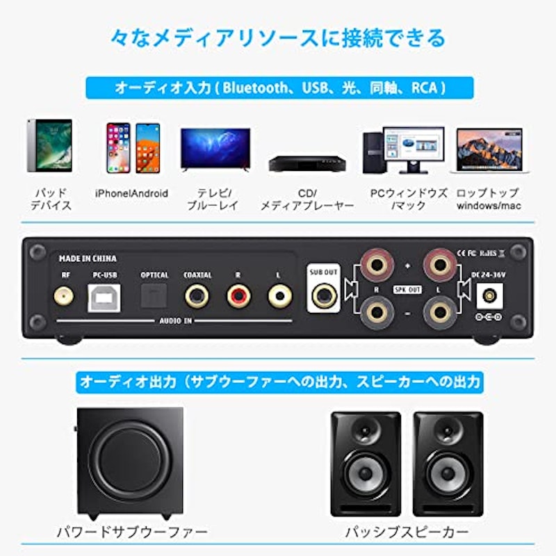 Dクラスパワーアンプ サブウーファー対応 4