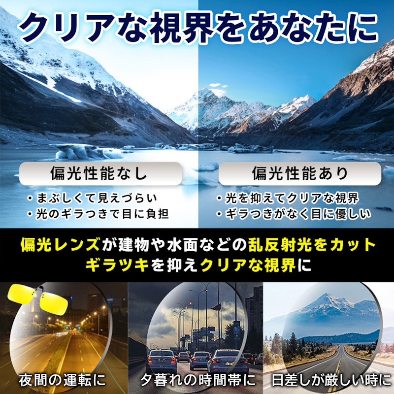 跳ね上げ式クリップサングラス 8
