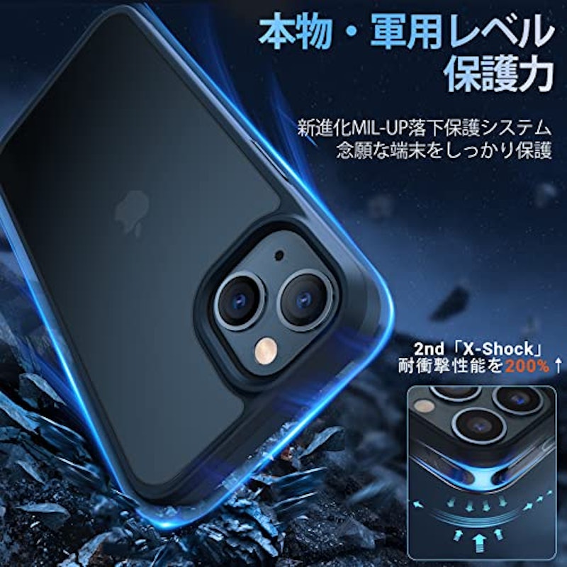 iPhone13mini 超耐衝撃マット半透明ケース 2
