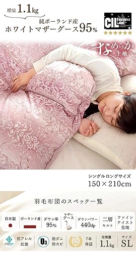 新品【羽毛布団(ポーランド産マザーグース)】 極寒地仕様 1.3kg 新品【羽毛布団(ポーランド産マザーグース)】 極寒地仕様 1.3kg