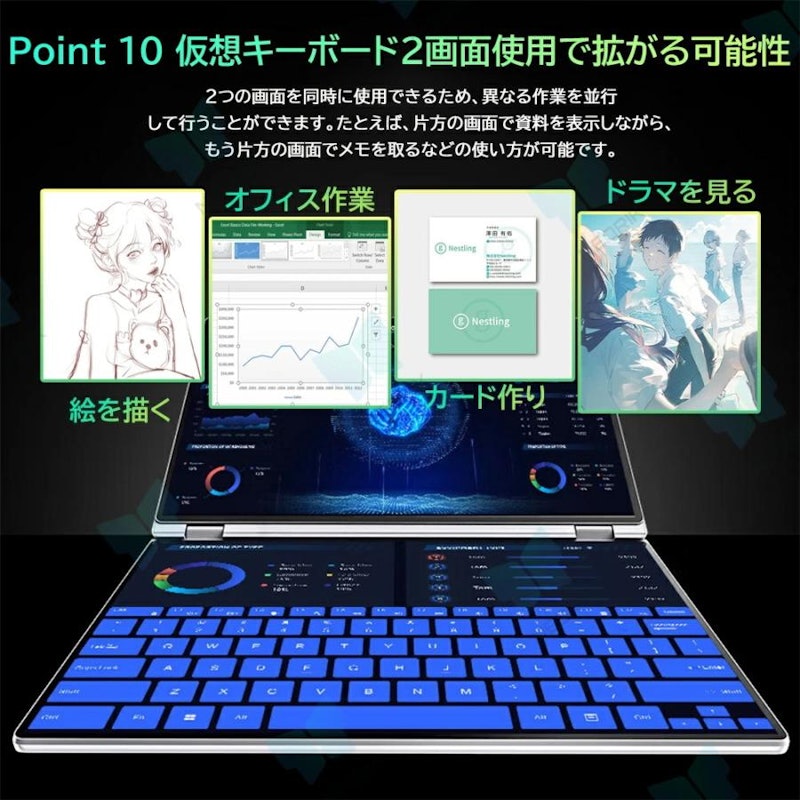 デュアルタッチスクリーン ノートパソコン 2in1 7