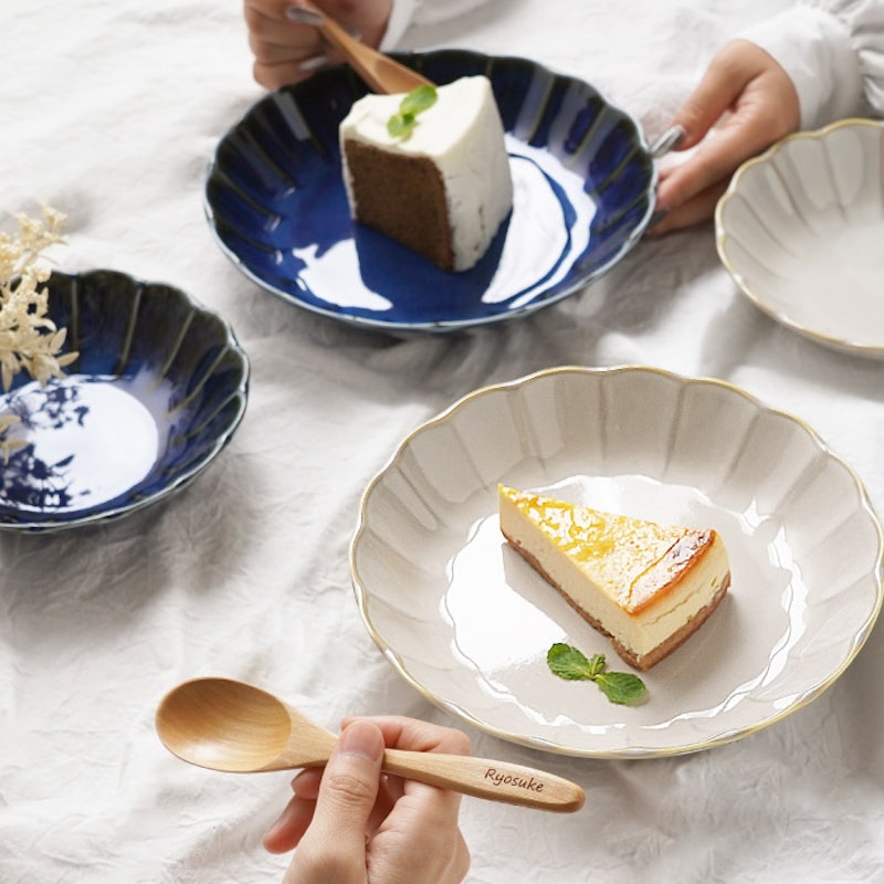 美濃焼 しのぎお花の 釉変り 食器 セット ペア 3