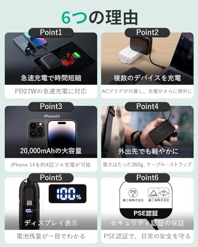 モバイルバッテリー 20000mAh 3
