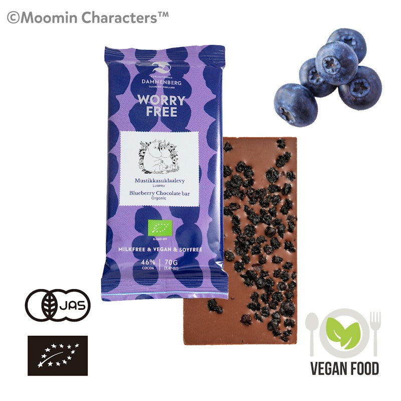 Moomin Organic Wild Bilberry 46% chocolate bar 1