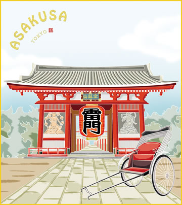 ご当地土産色紙4枚セット-浅草 1
