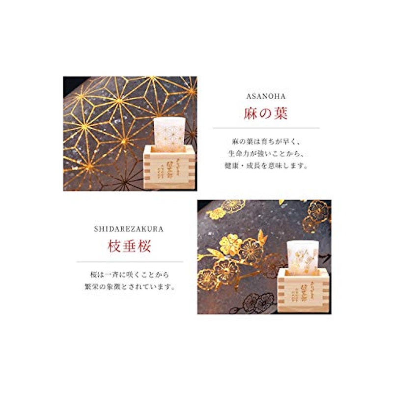 名入れ 和小紋グラスと枡のこぼれ酒セット 6