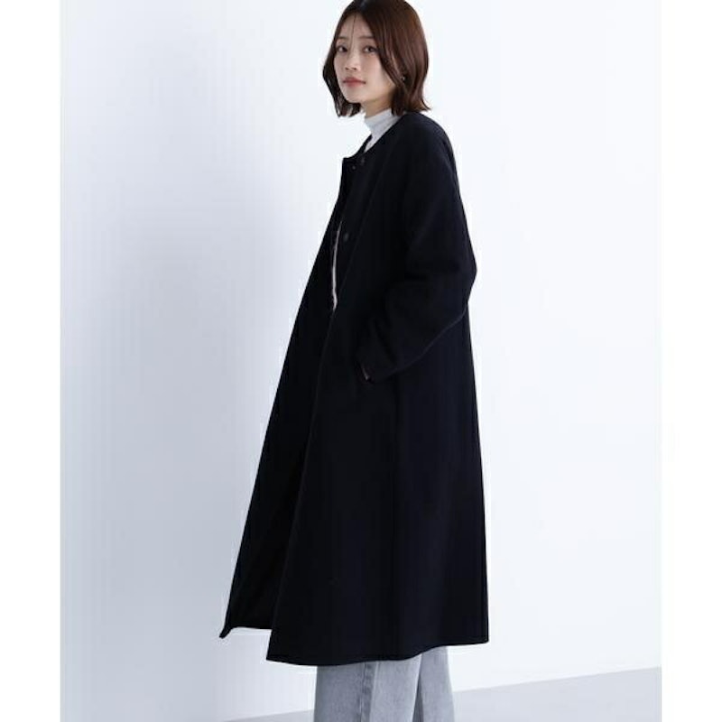 フォルムノーカラーロングコート 6