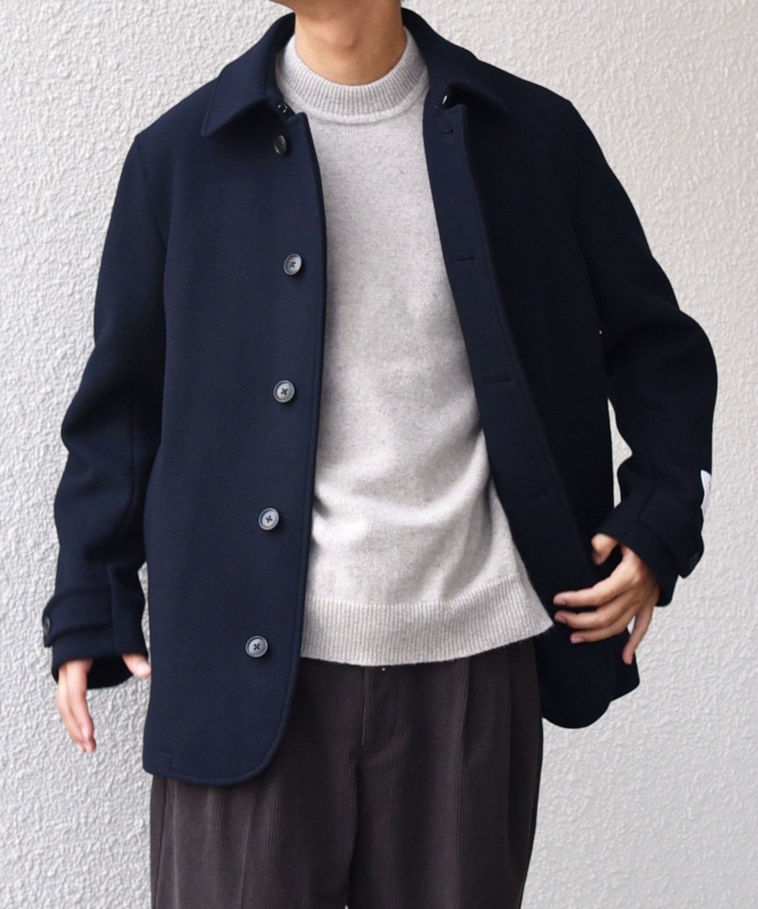 PURE WOOL MELTON シングル Pコート 8