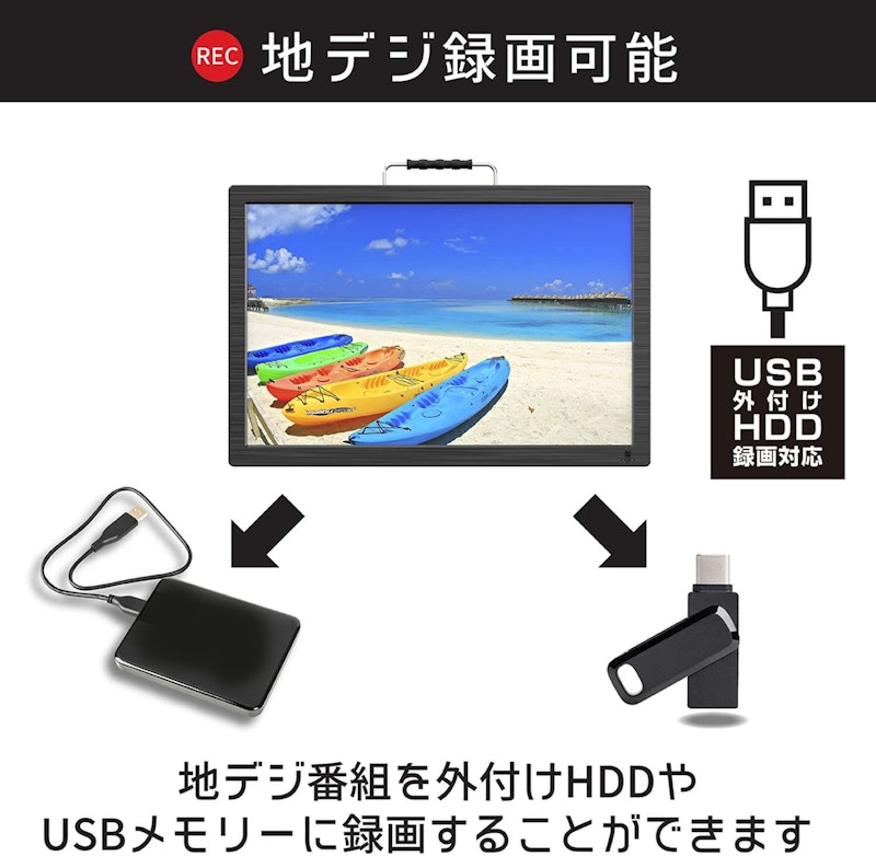 録画機能付き3WAY ポータブルテレビ 6