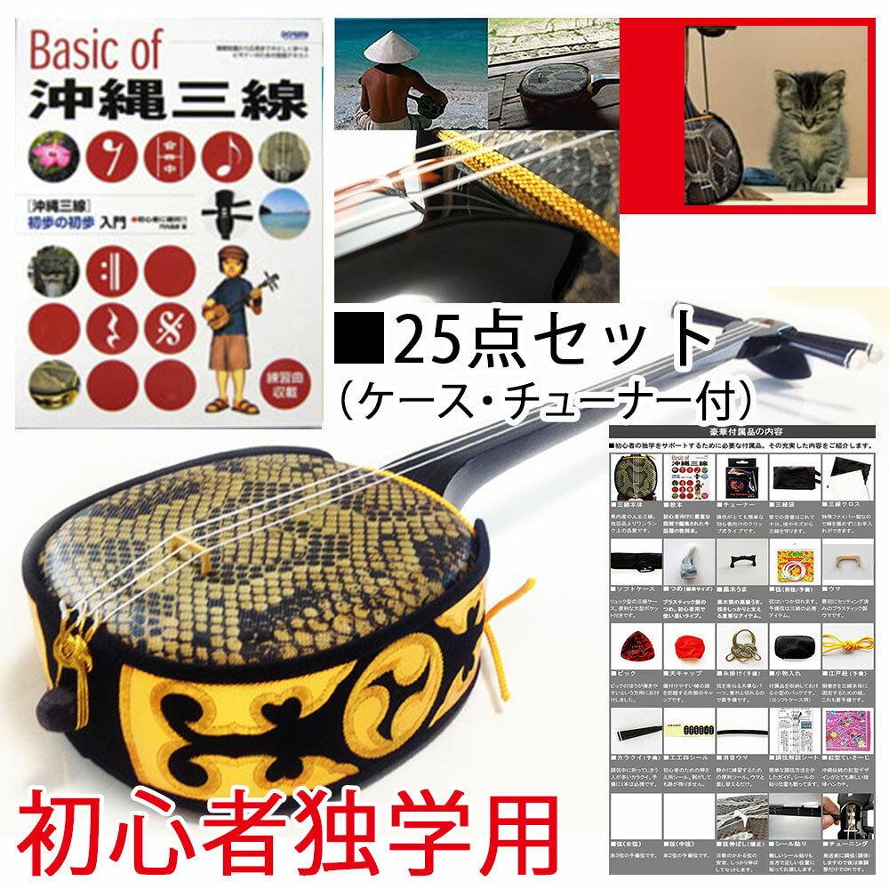 全音 Ss 80 沖縄三線セット 紫檀スンチ塗 本ニシキ蛇皮